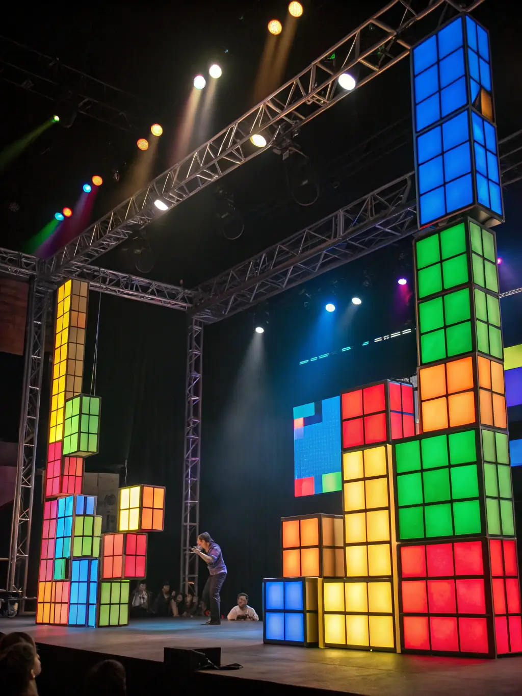 Screenshot of 'Tetris', a timeless puzzle game, showing blocks falling and lines being cleared in a fast-paced match.