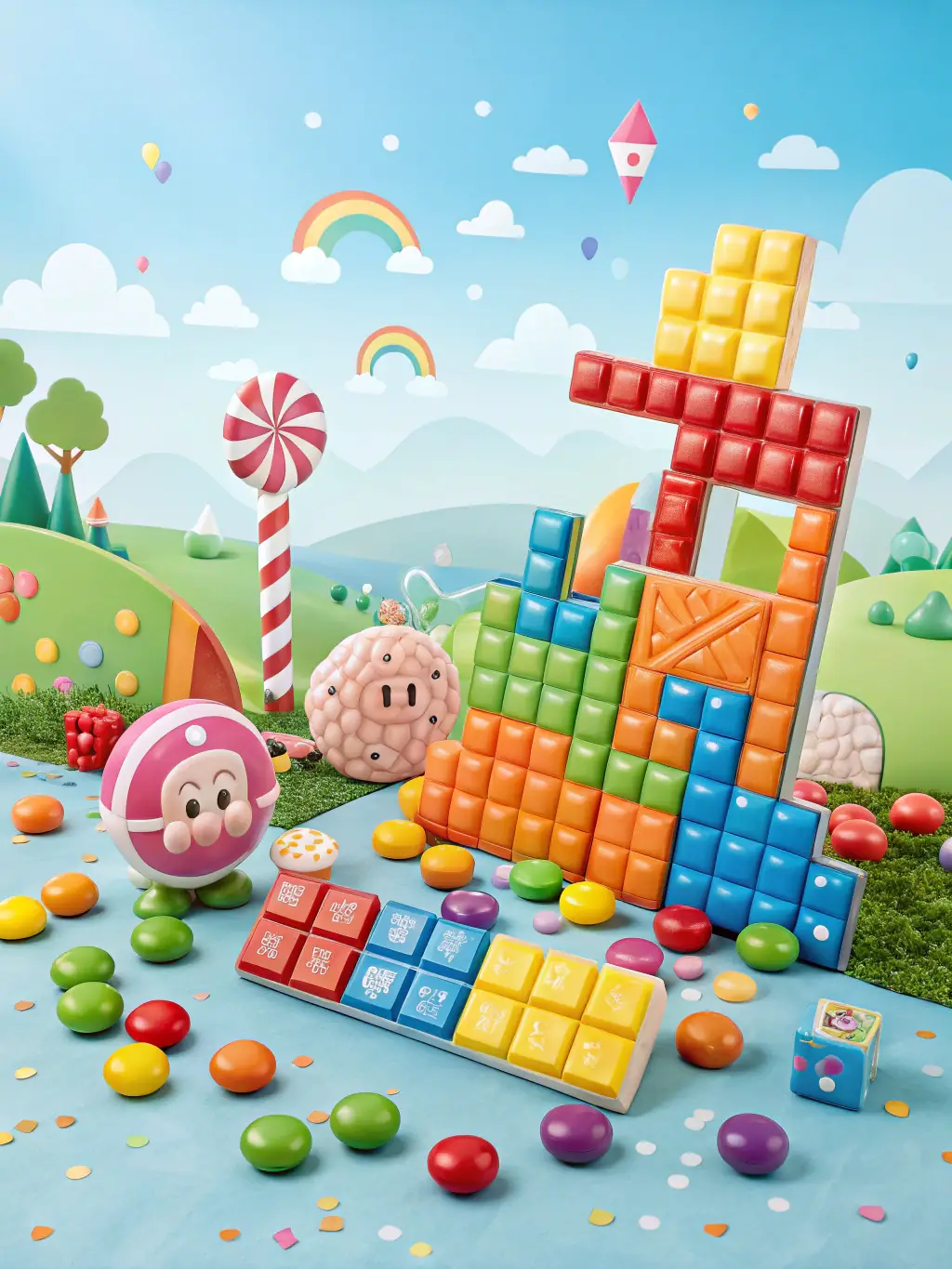 A colorful and whimsical image featuring characters from a popular puzzle game, showcasing intricate patterns and brain-teasing challenges, ideal for the 'Puzzle' category on freispielCH.
