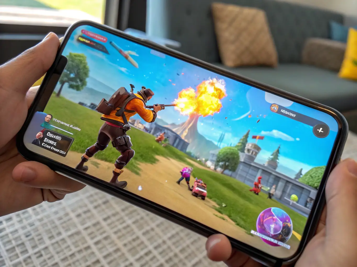 A vibrant screenshot from a newly added action game, showcasing dynamic gameplay and high-quality graphics. The game interface is in German.